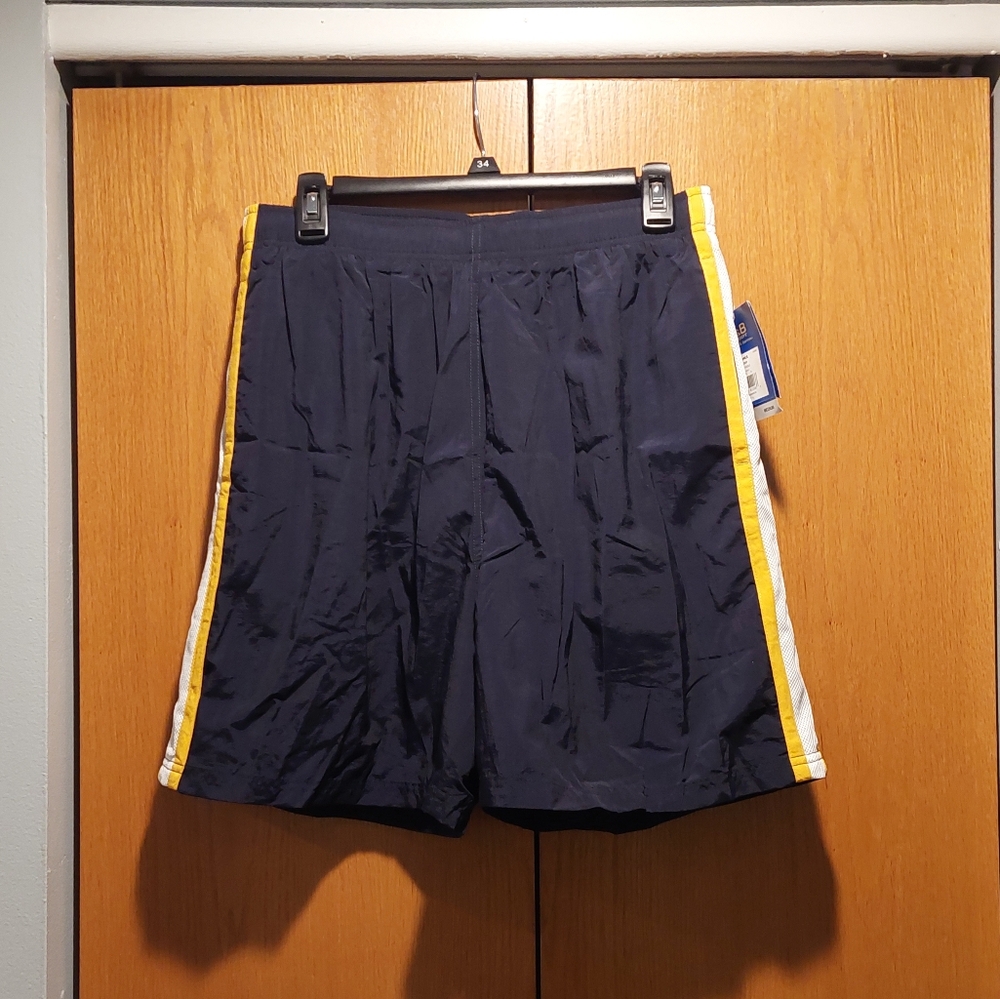 Men's Croft & Barrows Navy Blue Bathing Suit with Yellow Stripe Size M
